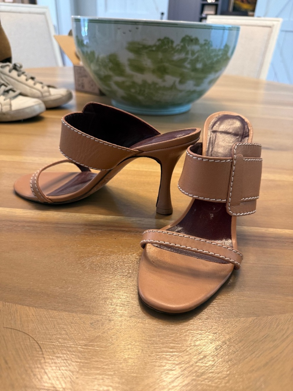 STAUD Brown Leather Heel with Buckle Detail